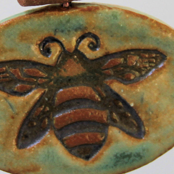 Bumble Bee Clay Pendant Necklace Handmade Pottery Honey Bee