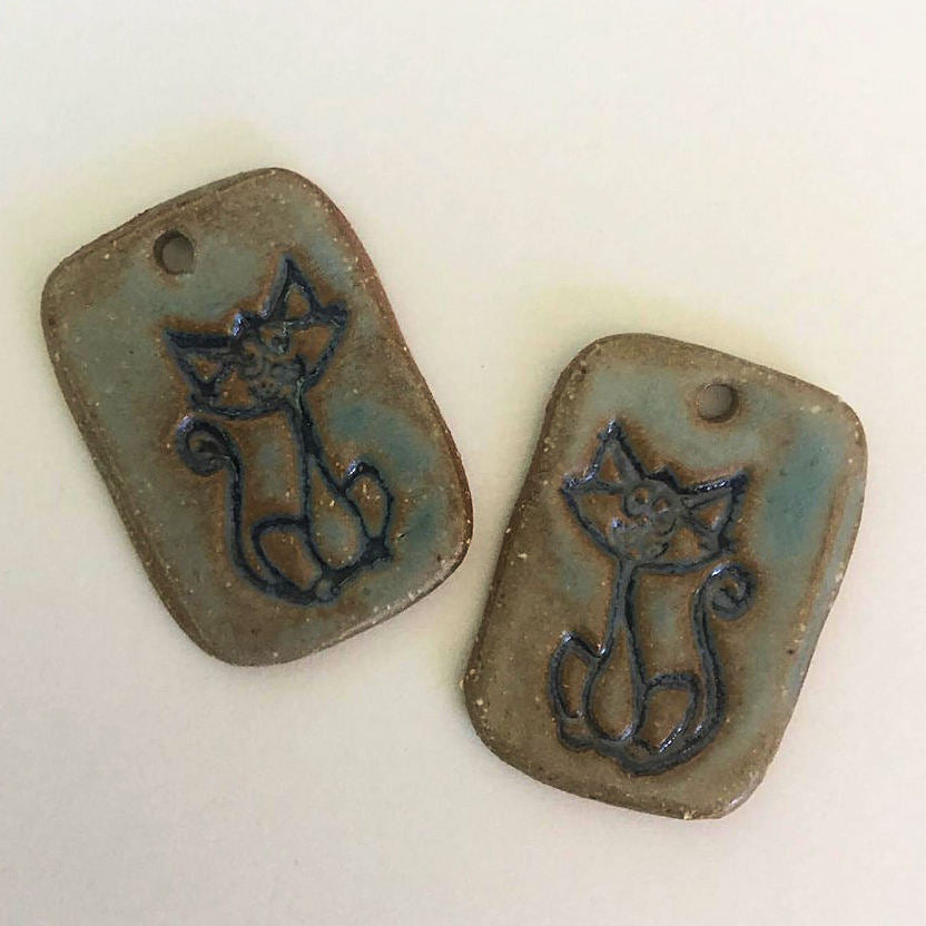 Cat Earring Beads Rectangle - set of two
