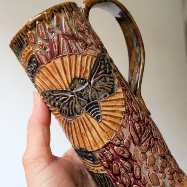 Cicada pottery Mug Coffee Cup Handmade Stoneware Tableware Microwave and Dishwasher Safe 14 oz