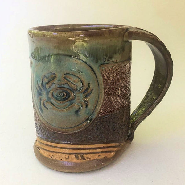 Crab Pottery Mug Coffee Cup Handmade Stoneware Tableware 12 oz