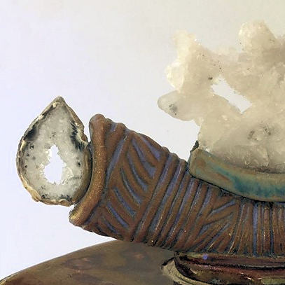 Water Dragon Nature Vessel With quartz and geode lid