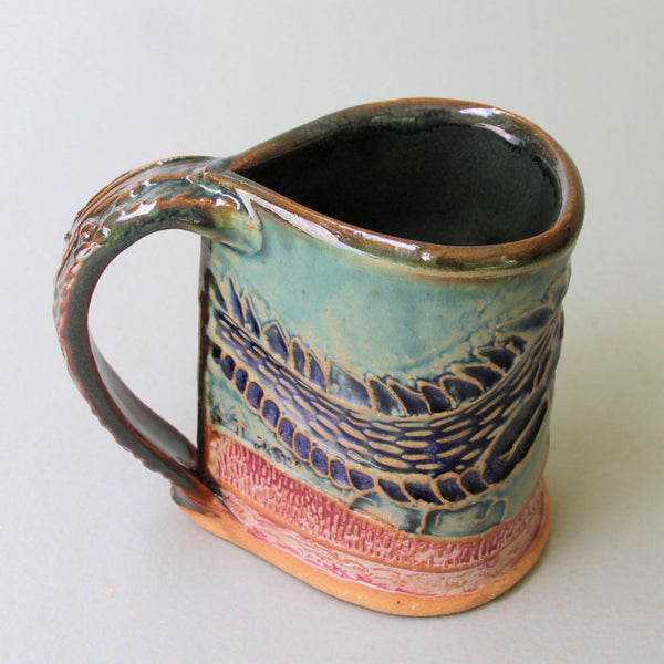 Dragon Mug Handmade Pottery Dragon Mug Clay Coffee Cup 12 oz