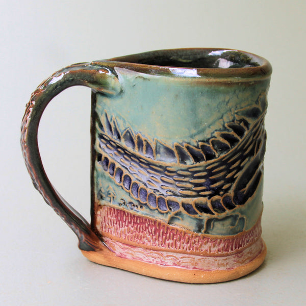 Dragon Mug Handmade Pottery Dragon Mug Clay Coffee Cup 12 oz