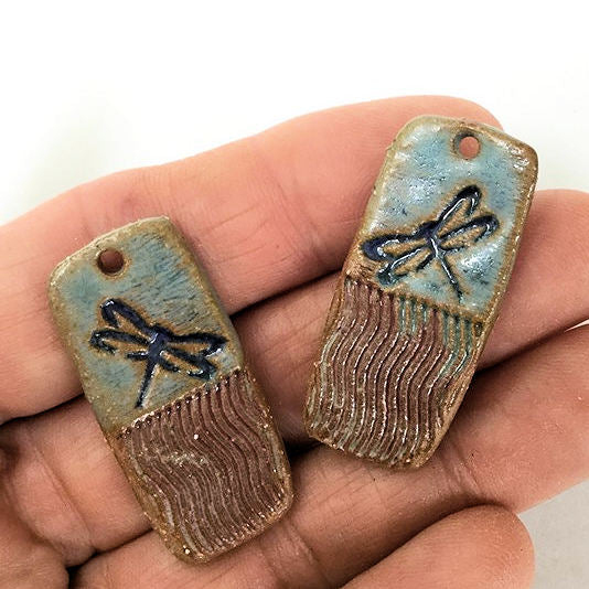 Dragonfly Earring Beads Rectangle - set of two