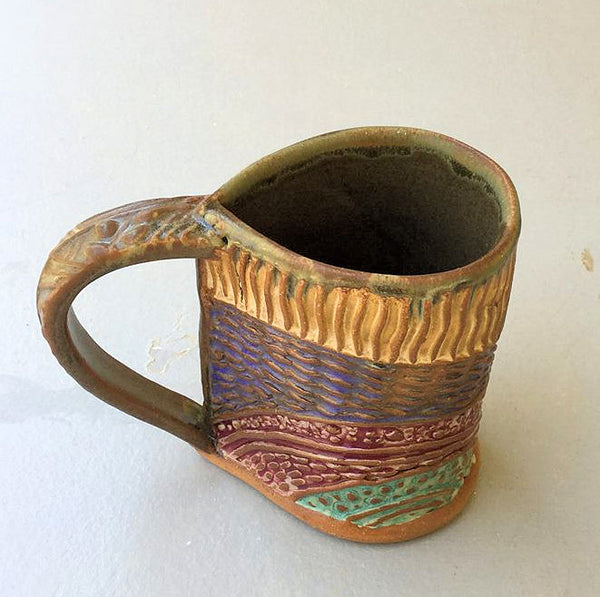 Dragonfly Mug Handmade Pottery Dragonfly Mug Clay Coffee Cup 12 oz