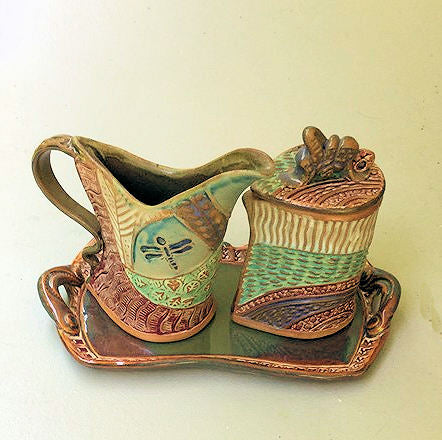 Dragonfly Cream and Set Pottery Handmade Functional Tableware