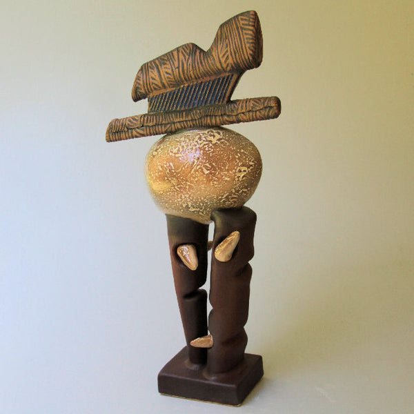 First Born - Abstract Sculpture of Egg on Two Stilts by Helene Fielder