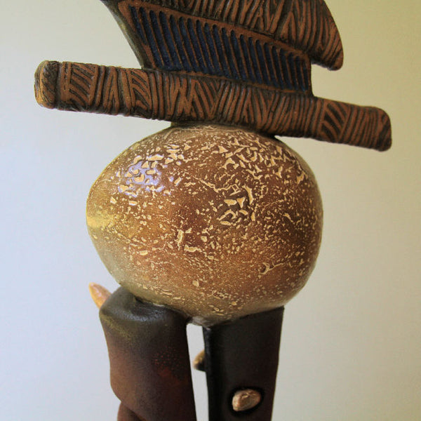 First Born - Abstract Sculpture of Egg on Two Stilts by Helene Fielder