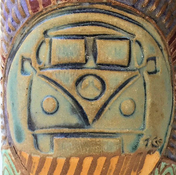 Hippie Bus Handmade Travel Coffee Mug Fits in Car Console Holder