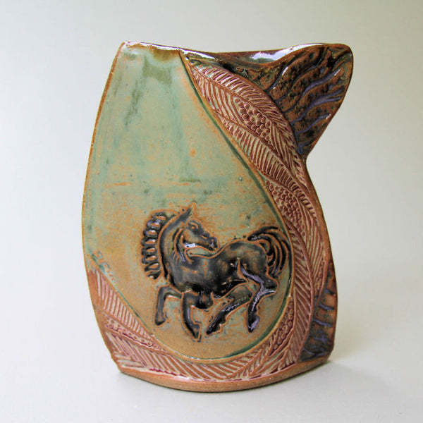 Horse Vase  High Fired Clay Vase