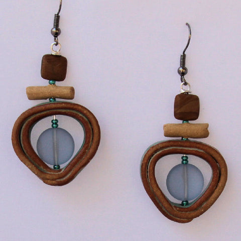 High fired handmade stoneware beads with sea glass and agate beads.