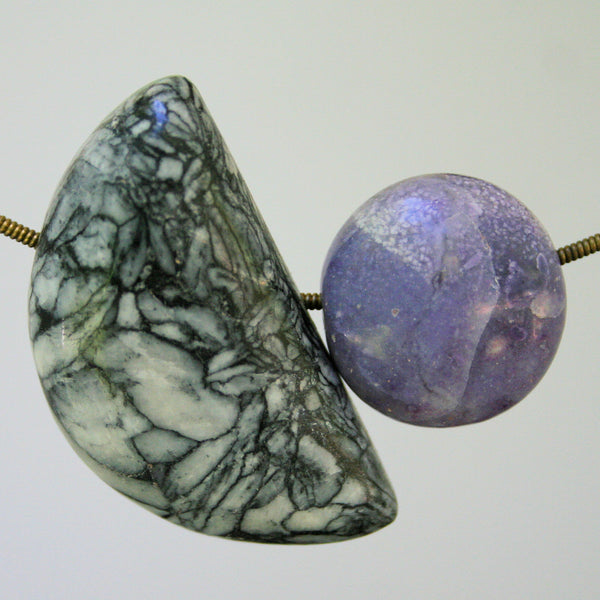 Morado Opal, Printstone, Pinolith and Ruby in Fuchsite Bead Necklace