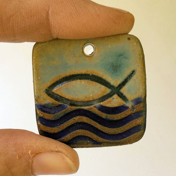 Ichthys Symbol Focal Bead Square