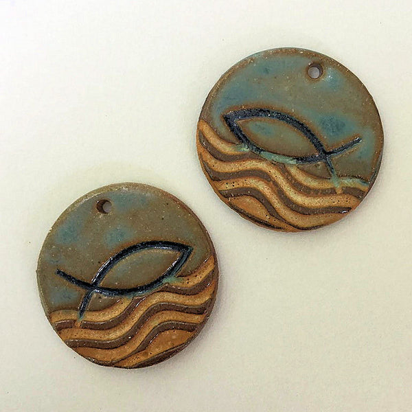 Ichthys Symbol Earring Beads - set of two