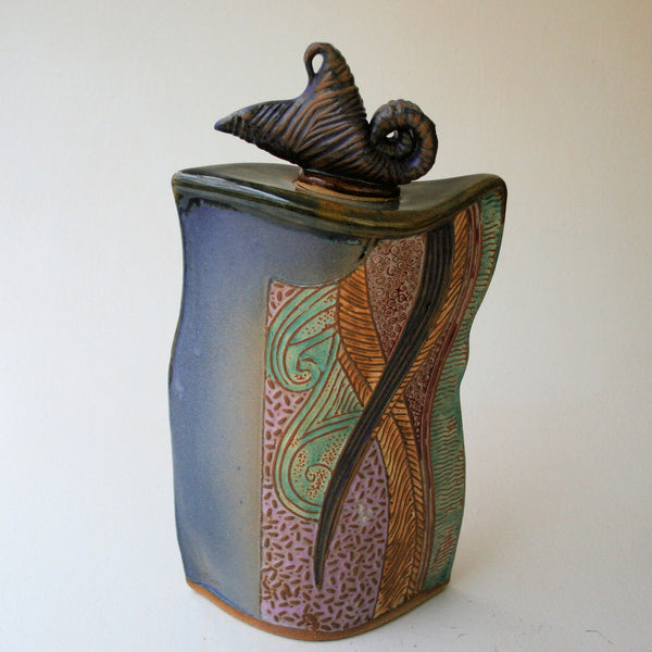 Jellyfish Vase Vessel Pottery Handmade with lid