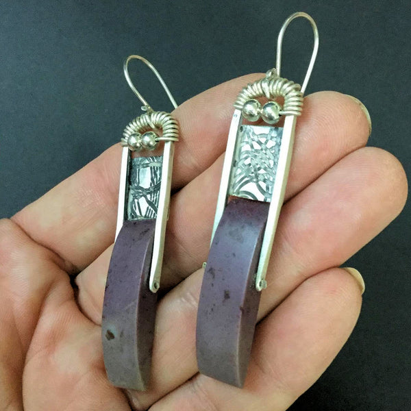 Lavendar/Purple Turkish Jade Sterling Silver Earrings