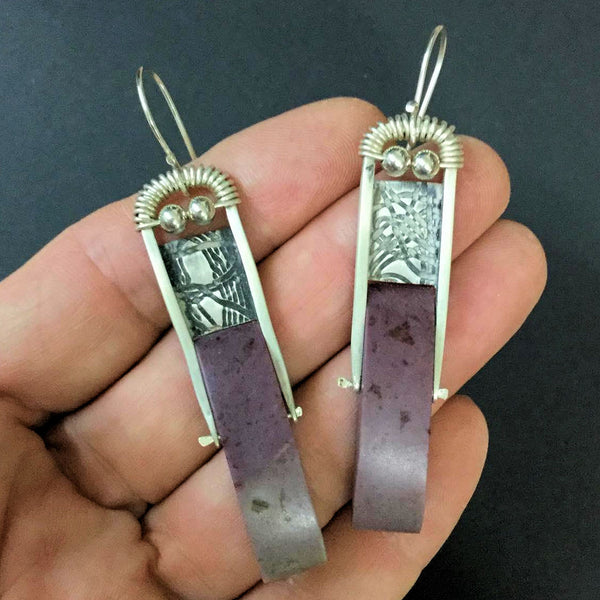 Lavendar/Purple Turkish Jade Sterling Silver Earrings