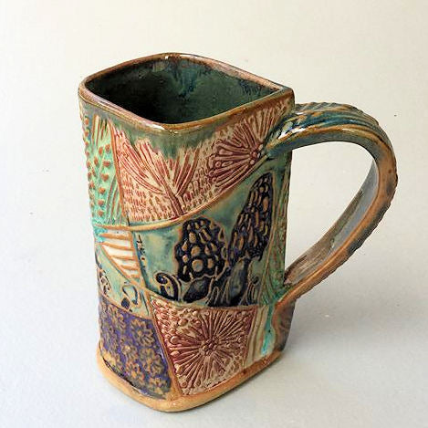 Morel Mushroom Pottery Mug Coffee Cup Handmade Textural Design Functional Tableware 16 oz