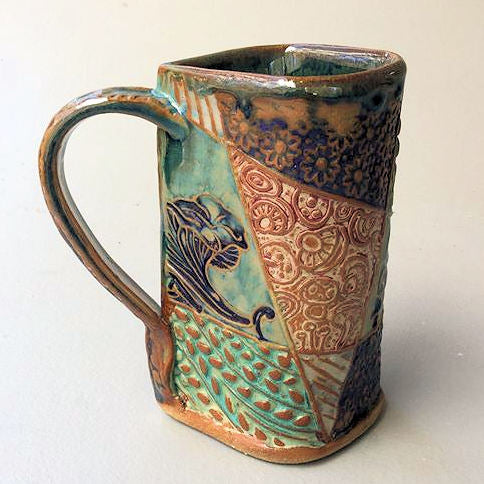 Morel Mushroom Pottery Mug Coffee Cup Handmade Textural Design Functional Tableware 16 oz