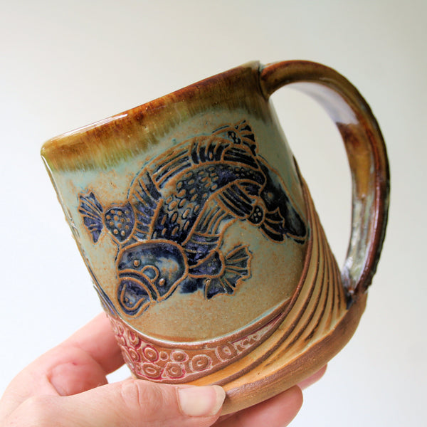Platypus Pottery Mug Coffee Mug Hand Built Stoneware Microwave and Dishwasher Safe 12 oz