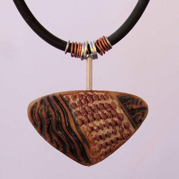 Clay Pendant Necklace with Copper Sphere