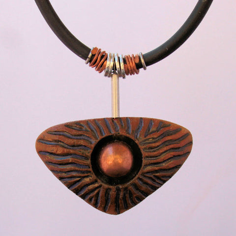 Clay Pendant Necklace with Copper Shere 