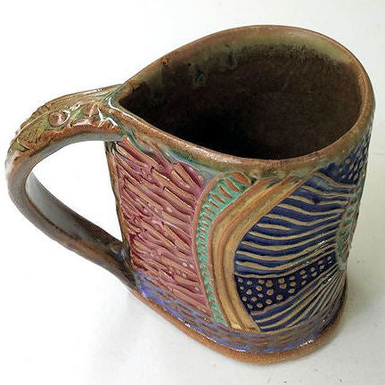 Rockin Raptor Pottery Mug Coffee Cup Handmade Textural Design Functional Tableware  12 oz