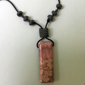 Rhodochrosite and Lepidolite Bead Pendant with clay accent beads