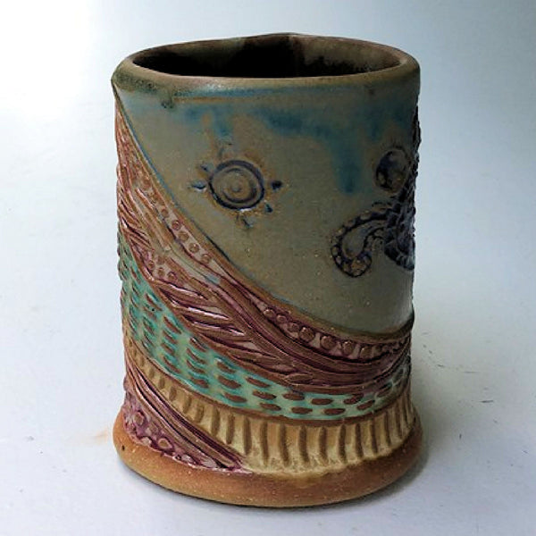 Sea Turtle Pottery Mug Coffee Cup Handmade Stoneware Tableware 12 oz