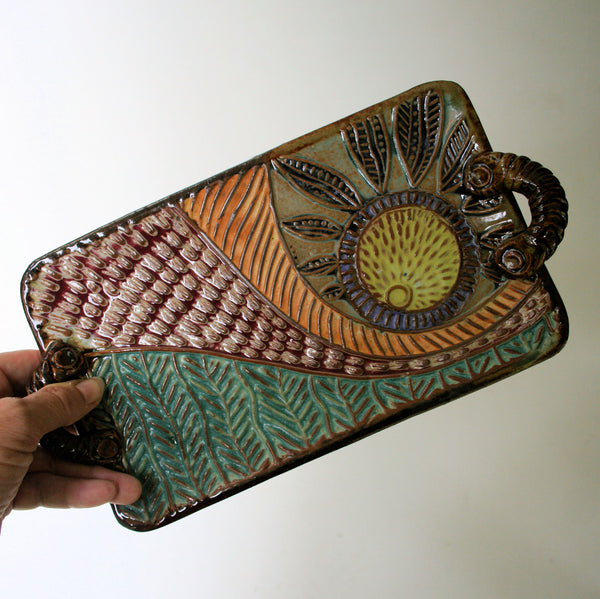 Sun Platter Hand Made Stoneware Pottery