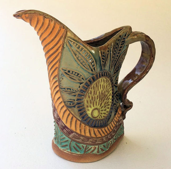 Sun Design Pottery Pitcher Hand Made Microwave and Dishwasher Safe