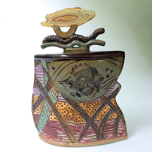 Sunfish Vessel with Agate Lid Pottery