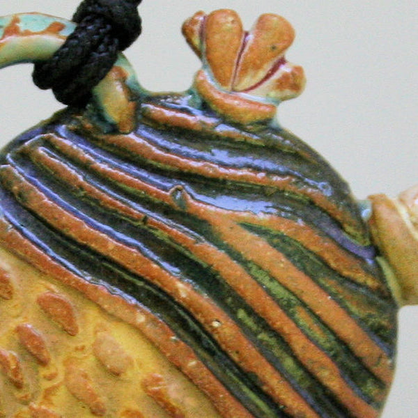 Tea Pot Sculpture Pottery Clay Pendant Necklace