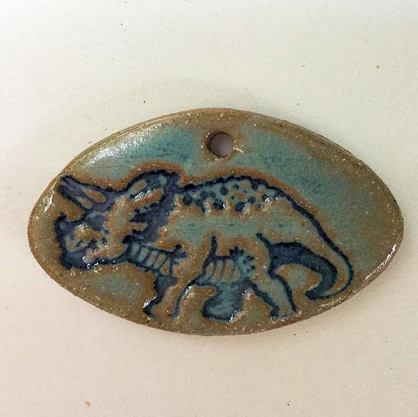 Triceratops Dinosaur Bead Oval