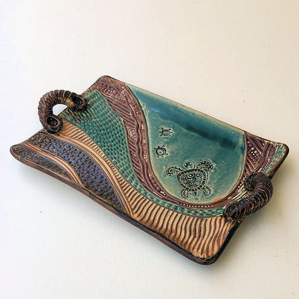 Sea Turtle Platter Handmade Stoneware Ceramics Pottery Tableware Handbuilt