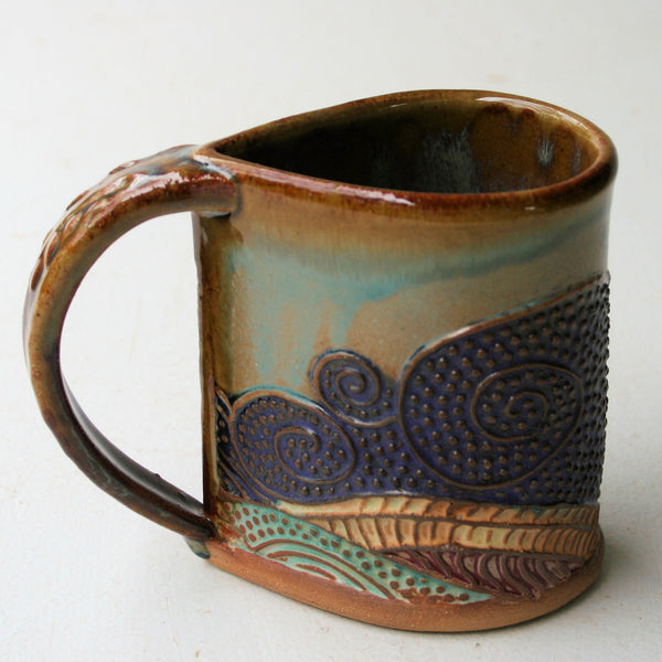 Octopus Pottery Mug Coffee Cup Handmade Functional Tableware  12 oz