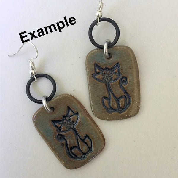 Cat Earring Beads Rectangle - set of two