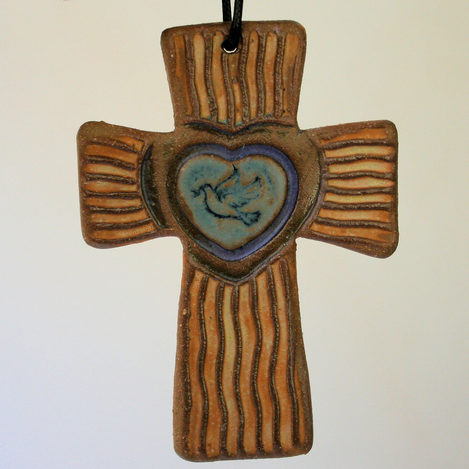 Cross with Dove in Heart Christmas Ornament