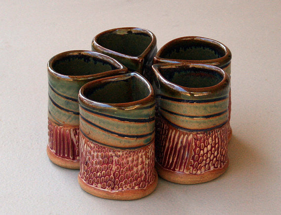 Stoneware Saki Set with 5 cups